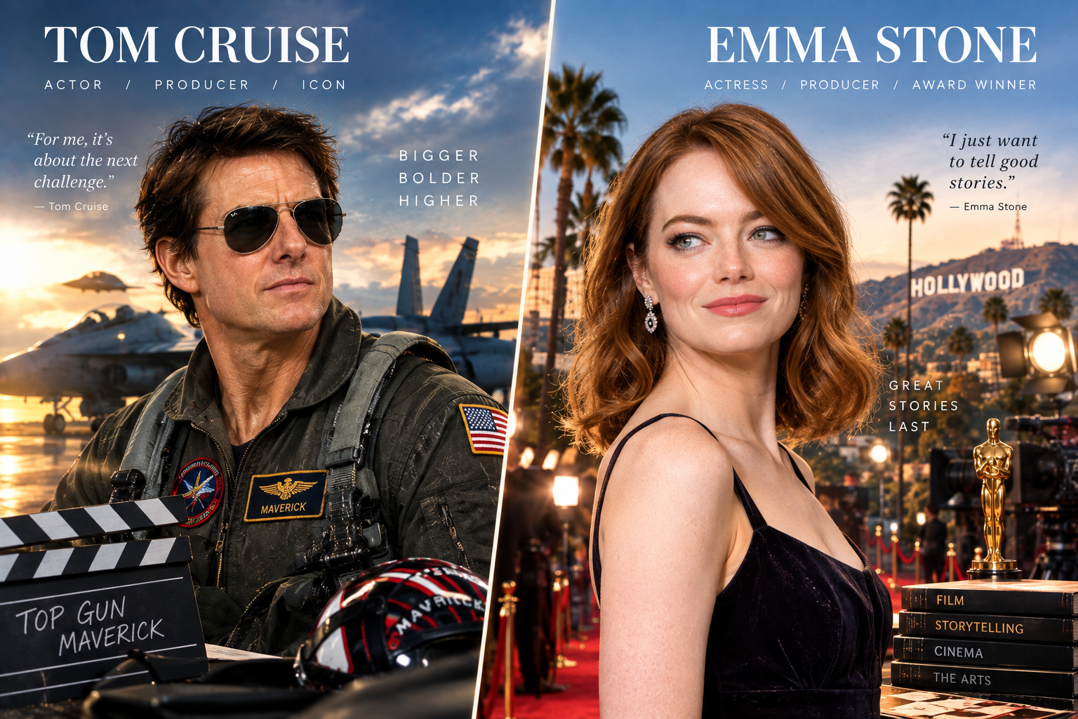 Tom Cruise and Emma Stone